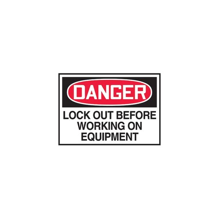 Panduit SAFETY LABEL, 3 50" X 5.00", DNGR LOCKOUT BEFORE EA,  PLVS0305D3306